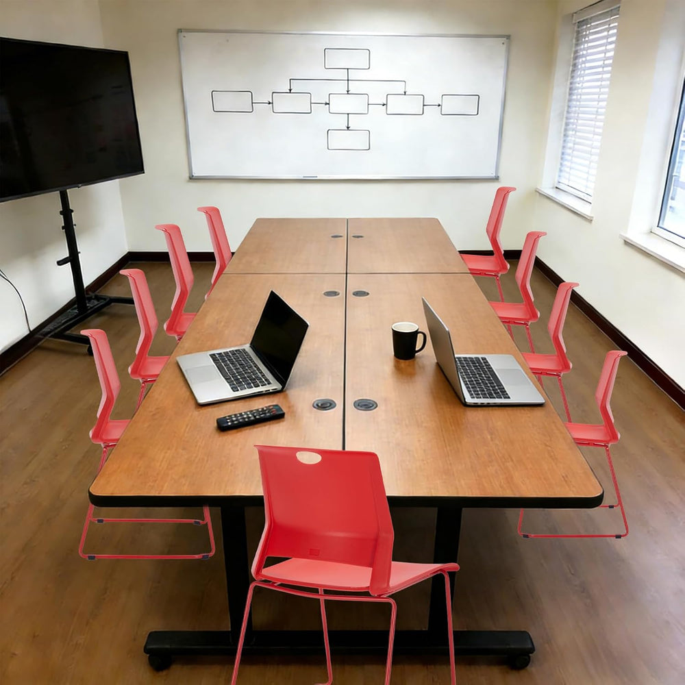 Red Stacking Conference Guest Chairs Set of 4, stackable Waiting Breakroom