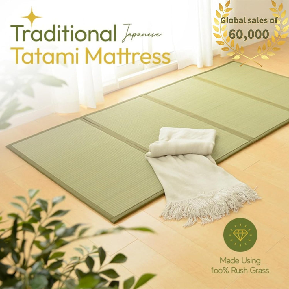 MIINA Japanese Traditional Tatami Mat, Igusa (Rush Grass) Floor Mattress, Fut...