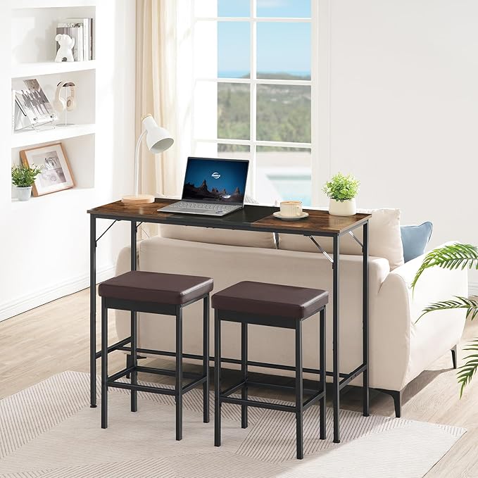 HOOBRO Bar Stools, Set of 2 Barstools, 24.8-Inch Height Stools, Breakfast Bar...