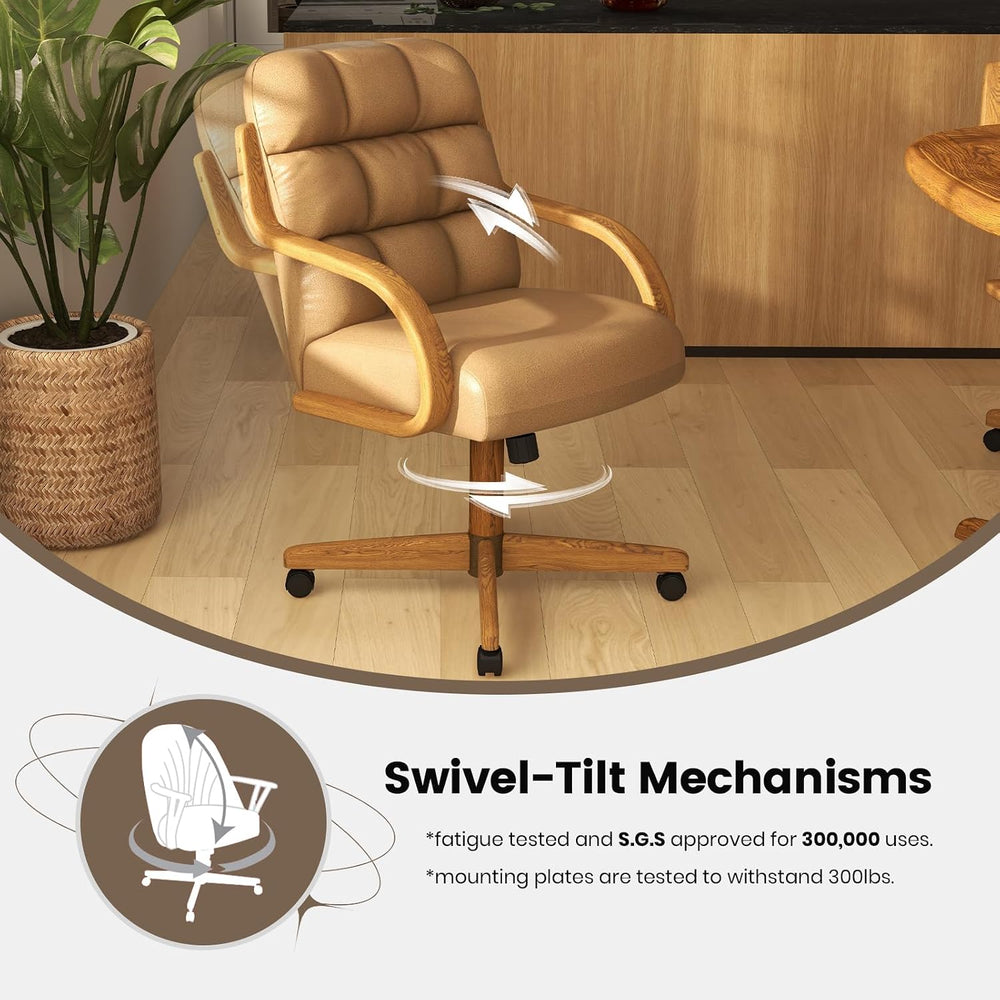 Chromcraft D9520 6pc Swivel Tilt Kitchen Dining Chair - Taupe-Chestnut