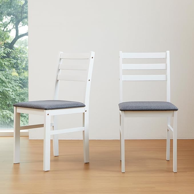 Livinia Seattle Modern Farmhouse Kitchen Dining Room Chair Set of 2, Solid Wo...