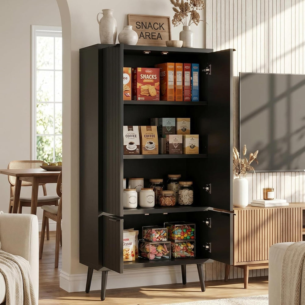 Pantry Cabinet with 4 Doors, 51.2" H Freestanding Bathroom Storage Cabin...