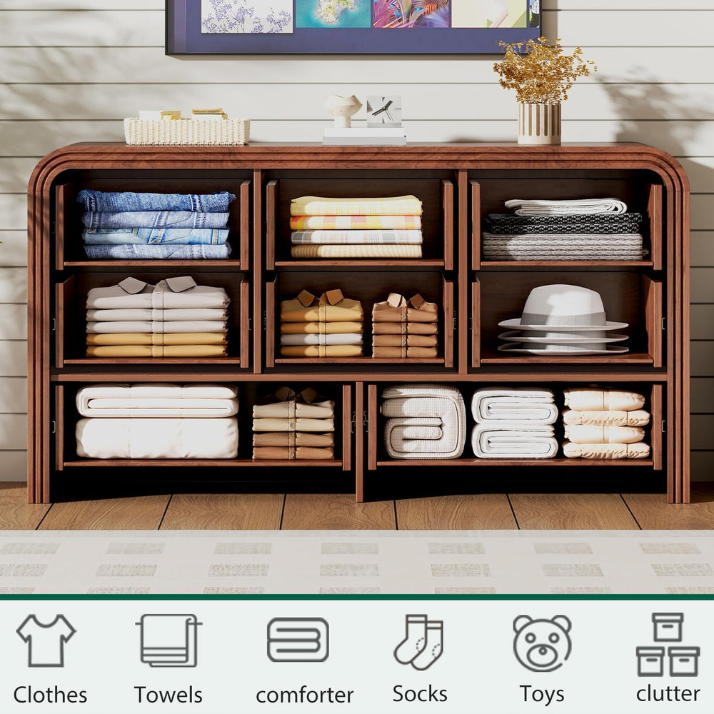Ieejdn 55.12" Modern Chest of Drawer, 8 Deep Drawers,Clothes Organizer,L...