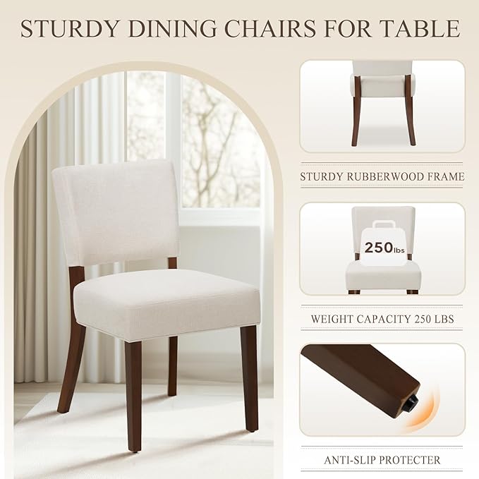 COLAMY Upholstered Dining Chairs Set of 6, Modern Kitchen Chairs with Back, F...