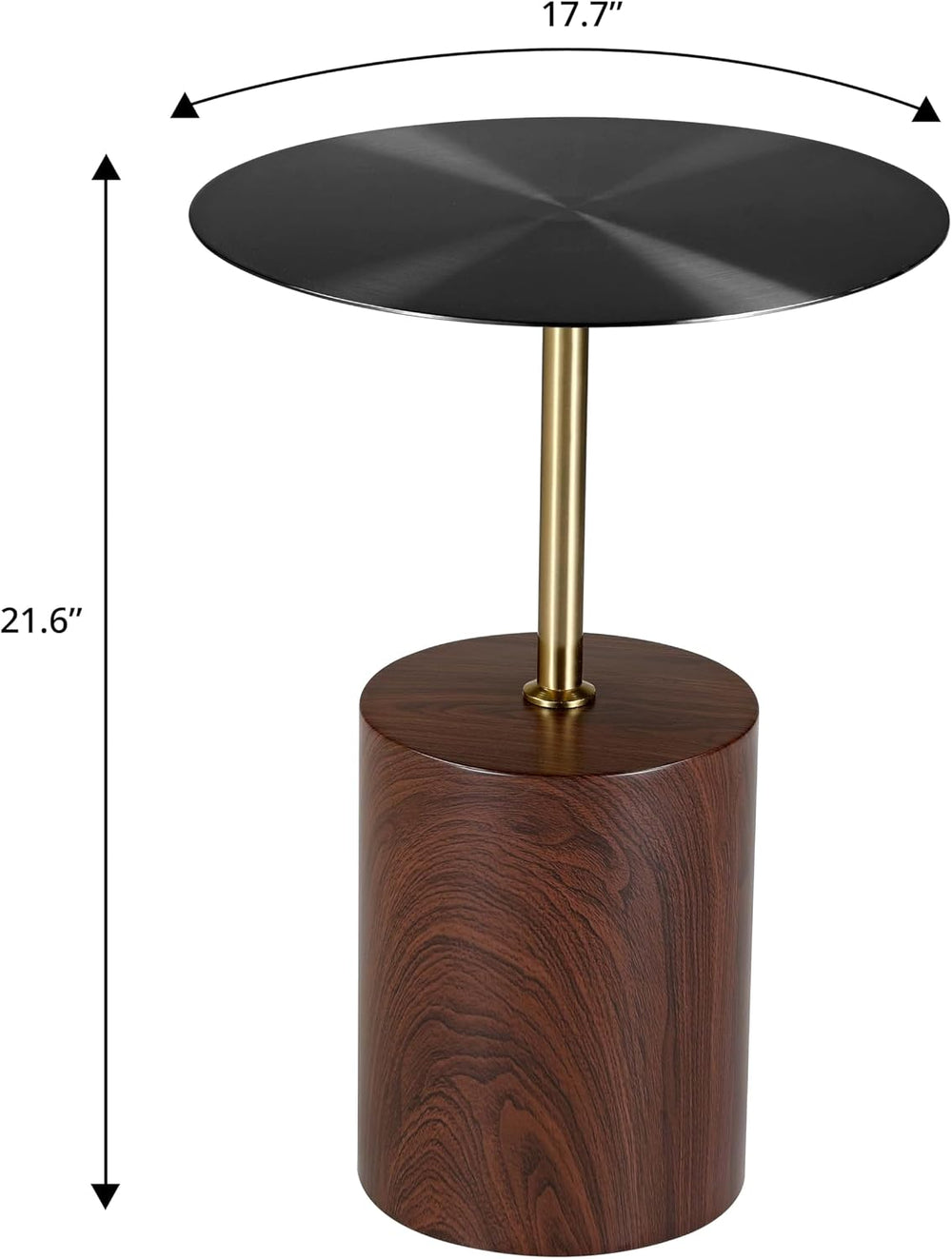 LeisureMod Round Side Table with Modern Stainless Steel Pedestal Base, Chic A...