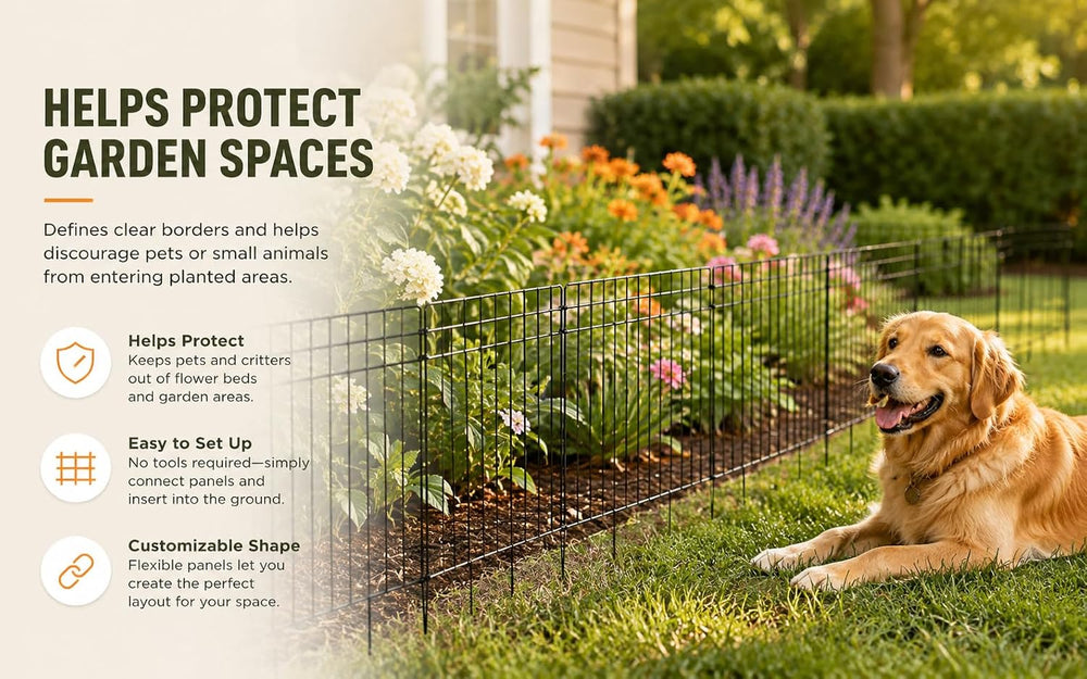Garden Fence 26.7 FT x 17" H, Decorative Metal Border for Flower Beds