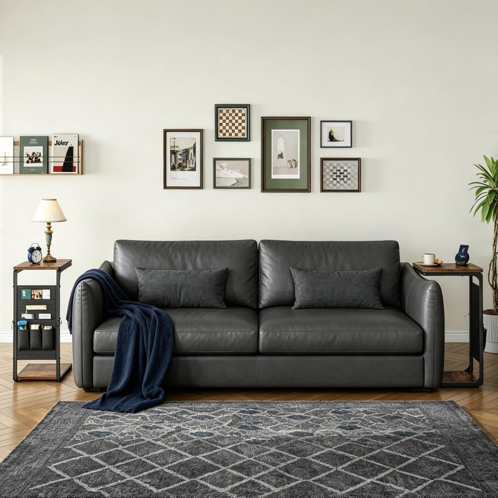 Wood Pedestal Couch End Tables Set of 2, TV Trays for Eating on Couch Tables ...