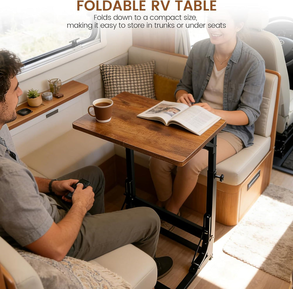 Folding Side Table, Adjustable C-Shaped End Table for Couch, Metal Frame TV T...