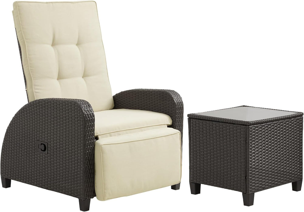 Green4ever Outdoor Patio Recliner with Adjustable Backrest and Footrest, All-...