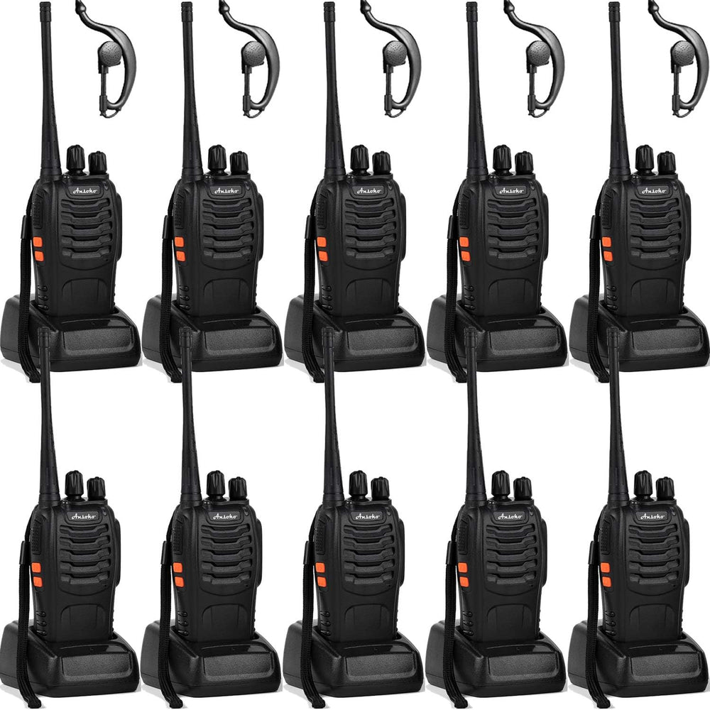 Walkie talkies 10 Pack Long Range Rechargeable 2 Way Radio UHF 16-Channel wit...