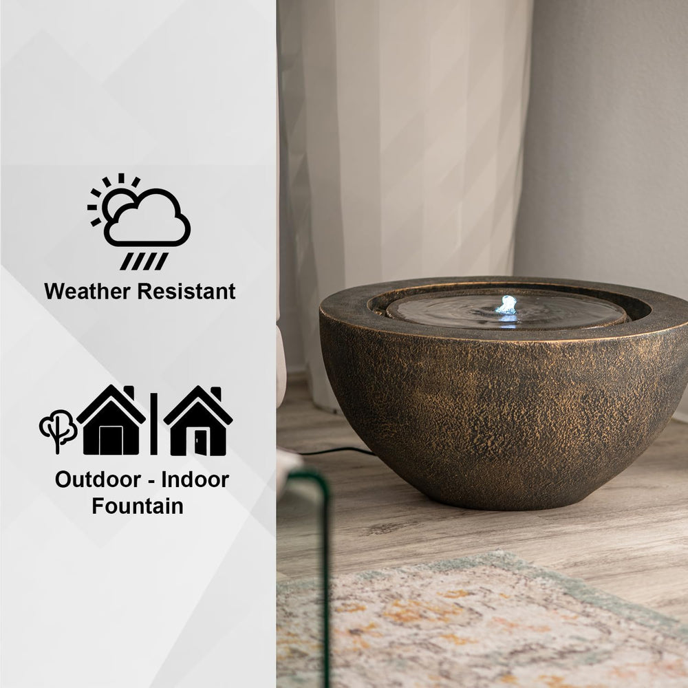 XBrand 20" Round Sphere Water Fountain with LED Light – Indoor Outdoor P...
