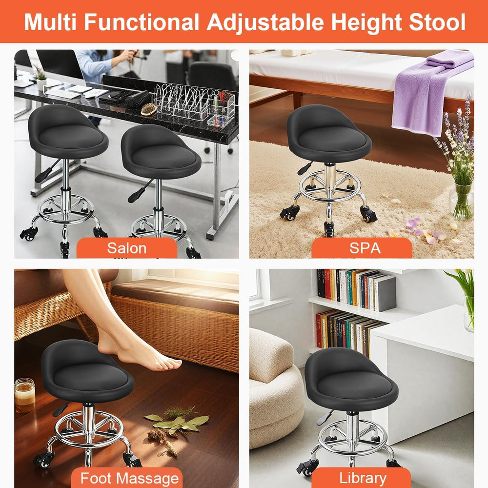 Rolling Stool Low Height Roller Stool Height Adjustable, Shop Stools Low Roll...