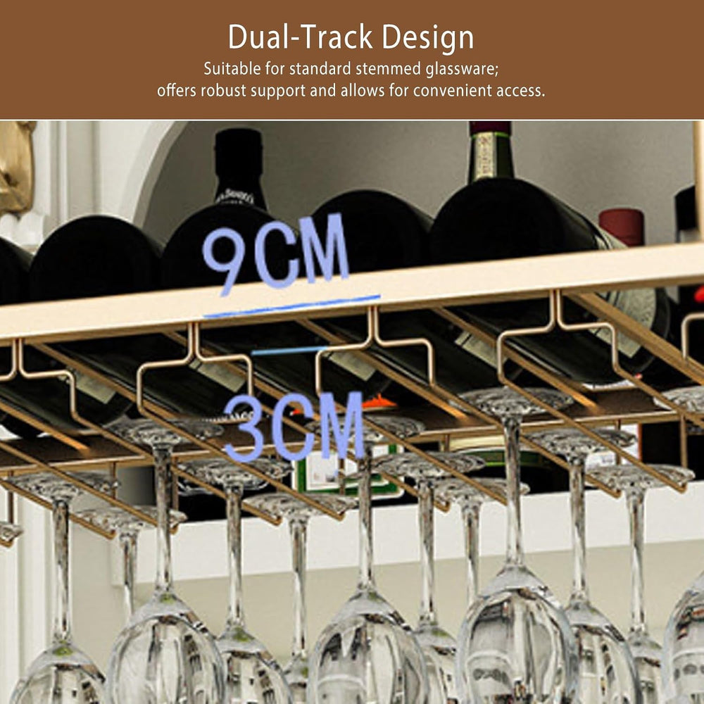 Hanging Wine Glass Holder, Ceiling Bar, Wall-Mounted Rack & Storage Shelf...