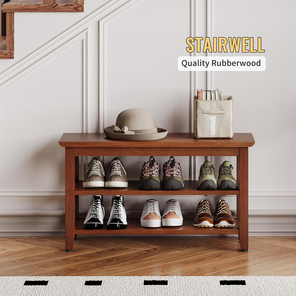Wood Shoe Bench for Entryway,Bench with Shoe Rack,Storage Shoe Organizer for ...