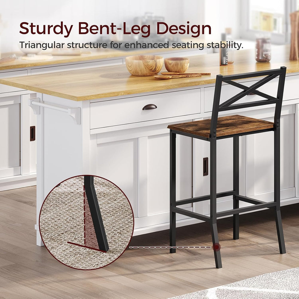 MAHANCRIS Bar Stools, Set of 2 Bar Chairs with Backrest and Footrest, 26"...