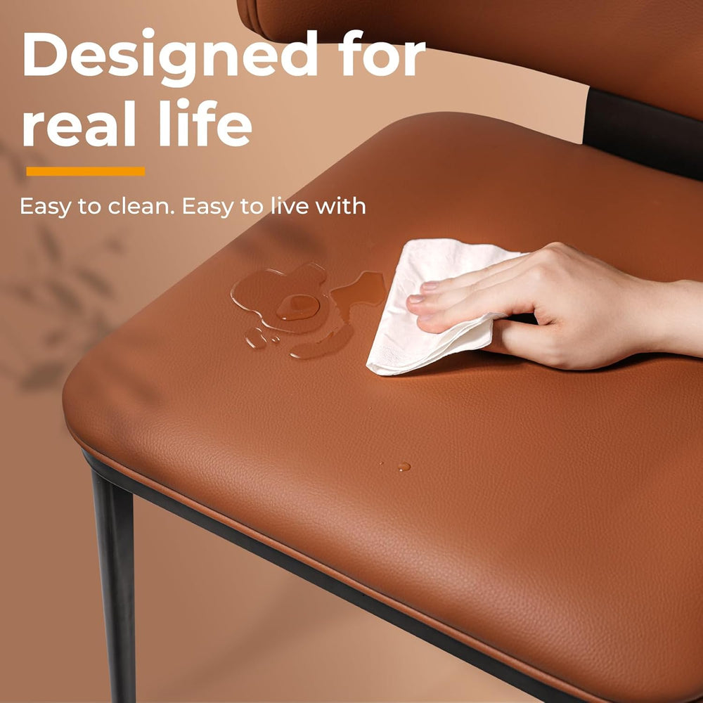 Dining Chairs Set of 2, Modern Armless Faux Leather Kitchen Chairs with Curve...