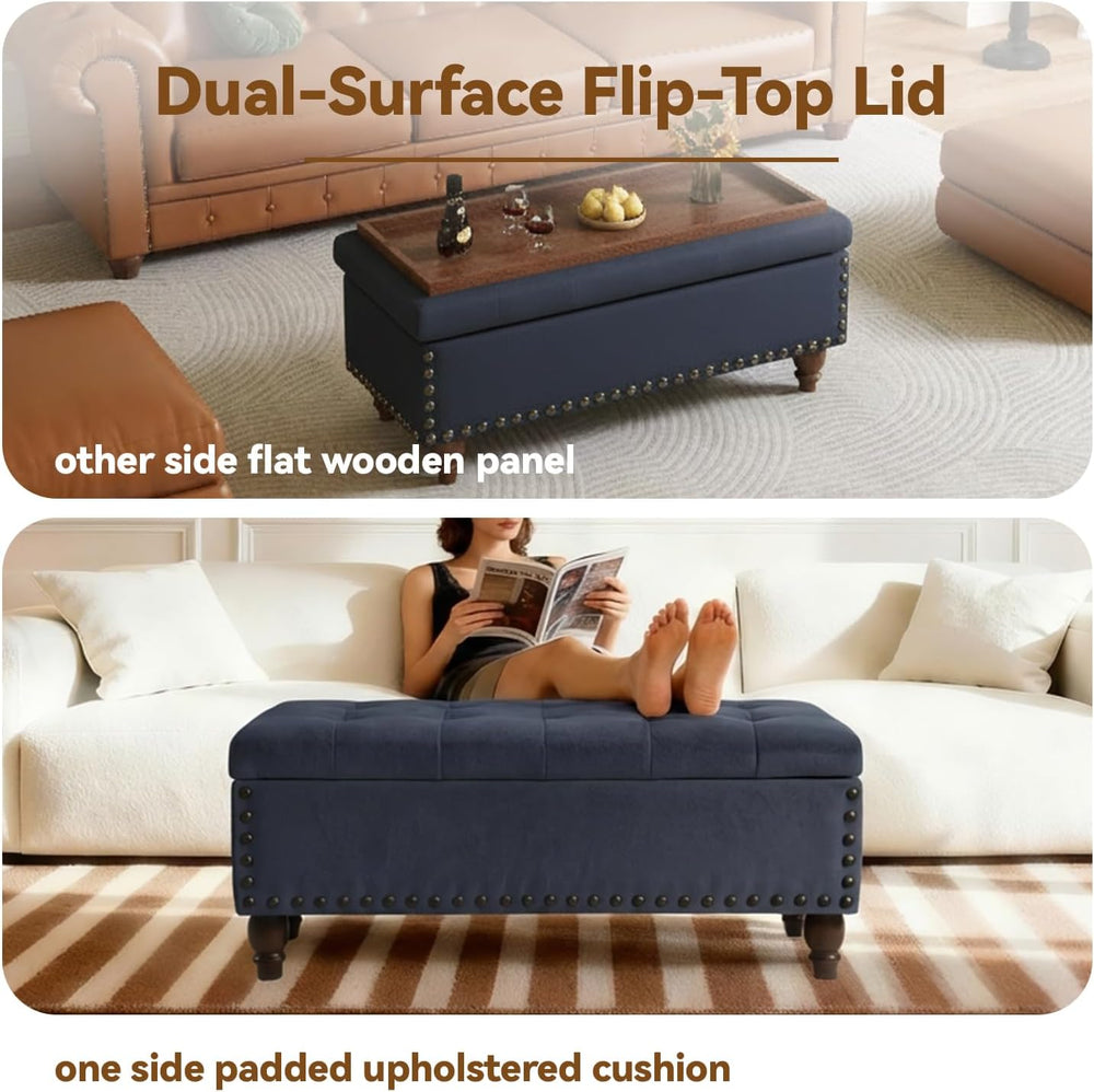 42'' End of Bed Storage Bench with Dual-Surface Lid, Upholstered Otto...