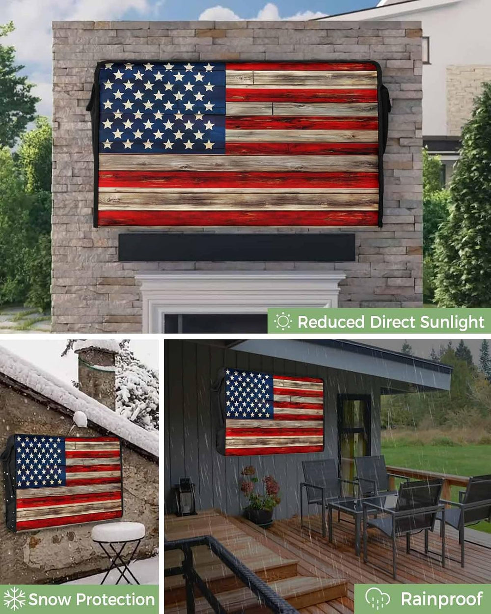 American Flag Outdoor TV Cover 60 to 65 Inches Weatherproof & Waterproof