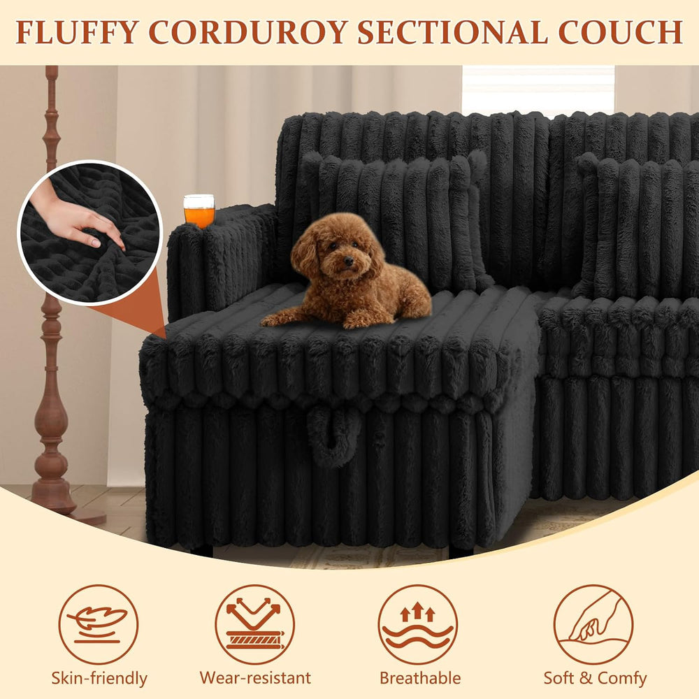 107'' Sectional Sleeper Sofa with Pull Out Bed, Storage Chaise, Adjus...