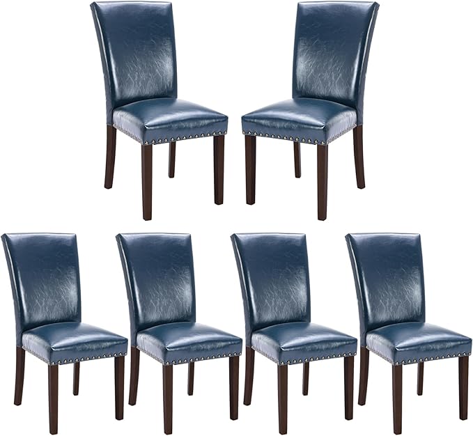 COLAMY Upholstered Parsons Dining Chairs Set of 6, PU Leather Dining Room Kit...