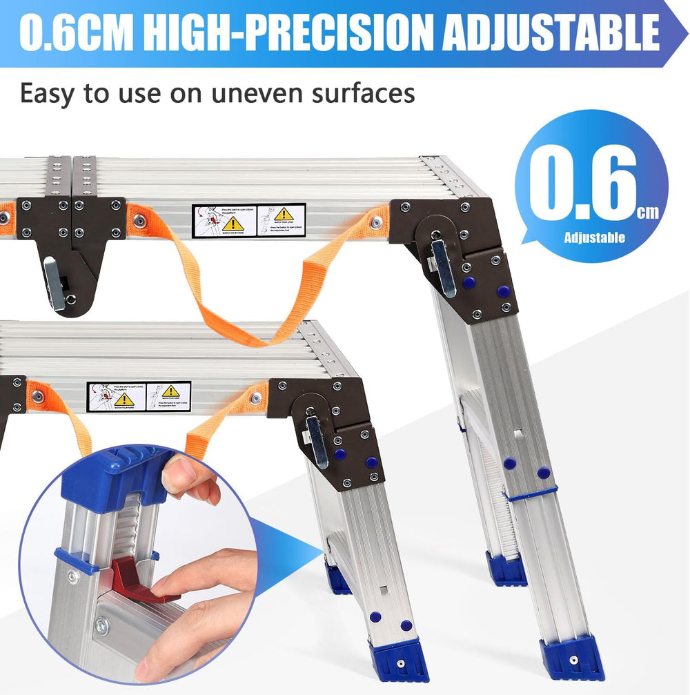 14-20” 26-Level Adjustable Aluminum Work Platform Bench Step Stool Ladder