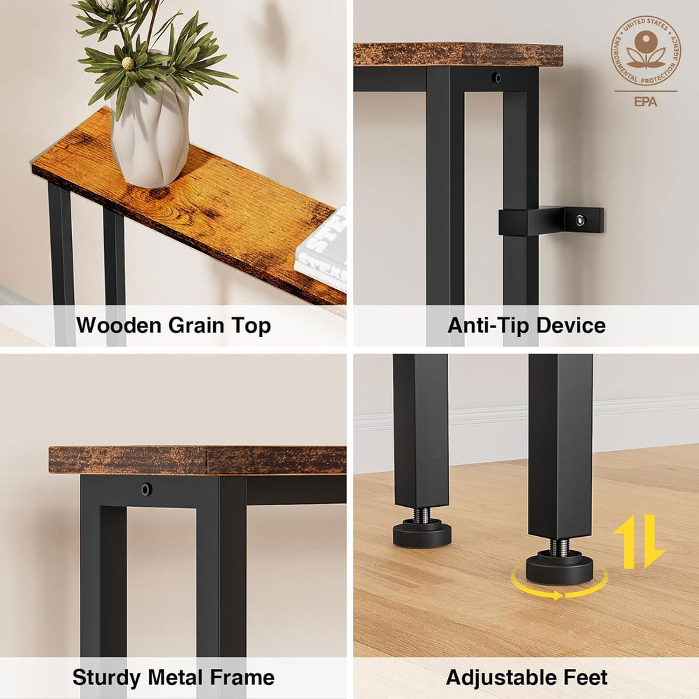 Keelian 78" Narrow Console Sofa Table with Power Outlets & 2 USB Por...