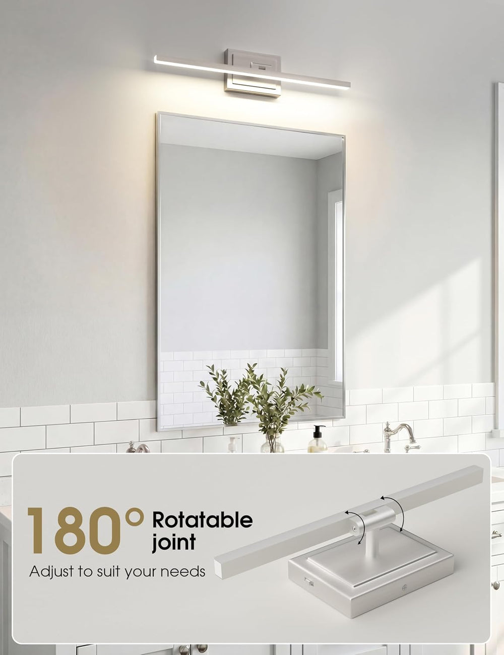 VOLISUN Modern Bathroom Vanity Light 24 inch, Rotatable, 14W Dimmable 5CCT Le...