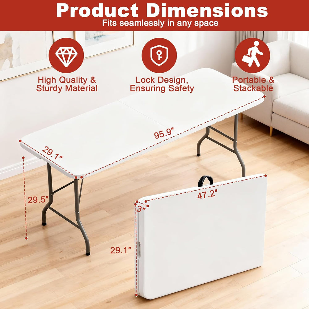 Elevon Folding Table, 8 Feet Heavy Duty Fold-in-Half Utility Table Indoor Out...