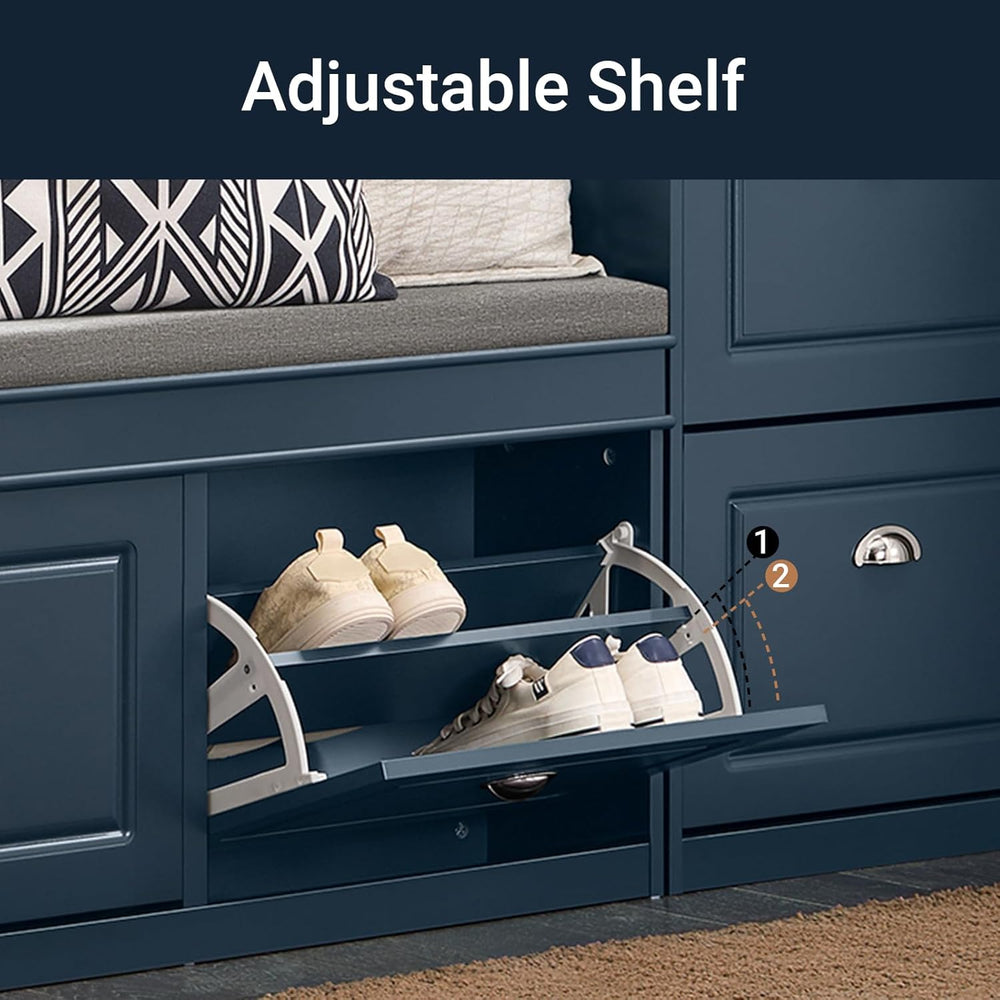 Haotian Shoe Storage Bench Entryway, Shoe Cabinet Bench with 2 Flip Drawers &...