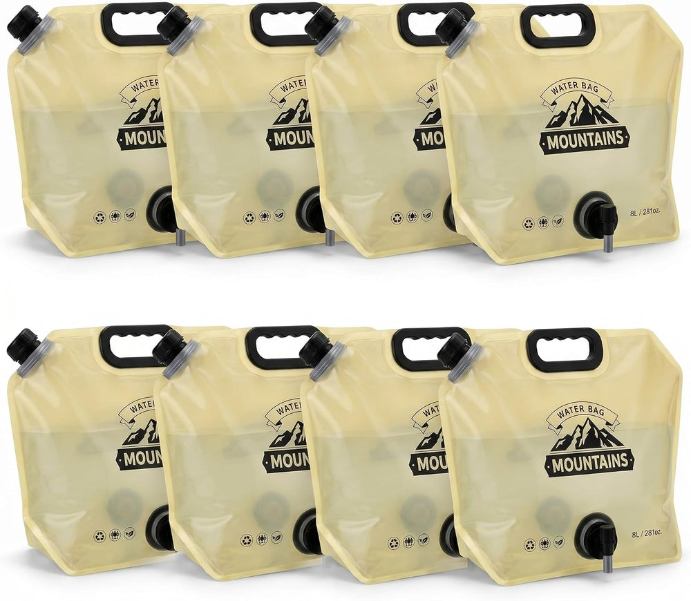 LemonRoad 8 Pack Collapsible Water Container 2.1 Gallon 8L Foldable Water Sto...