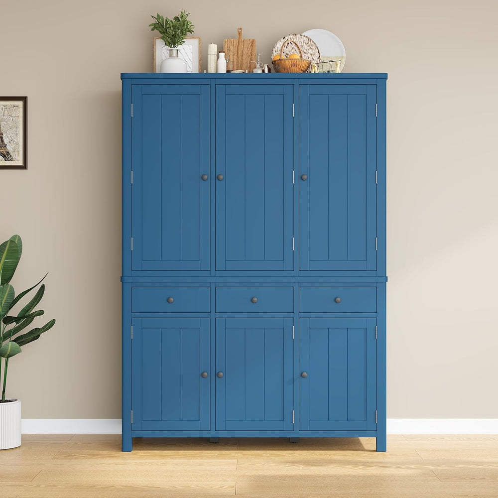 Merax 74.8'' Tall Kitchen Pantry Storage Cabinet with 6 Doors, 3 Draw...