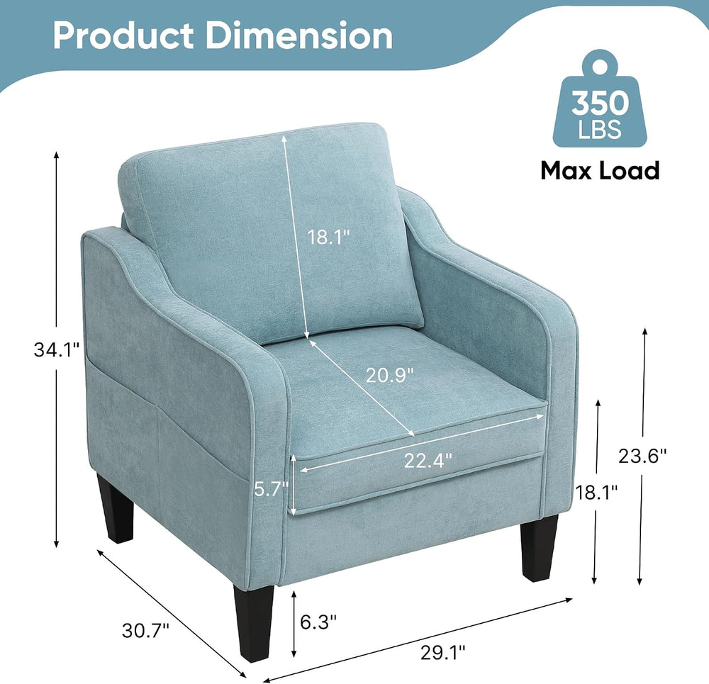 Accent Chair for Living Room, Mid Century Modern Reading Chair for Bedroom, U...