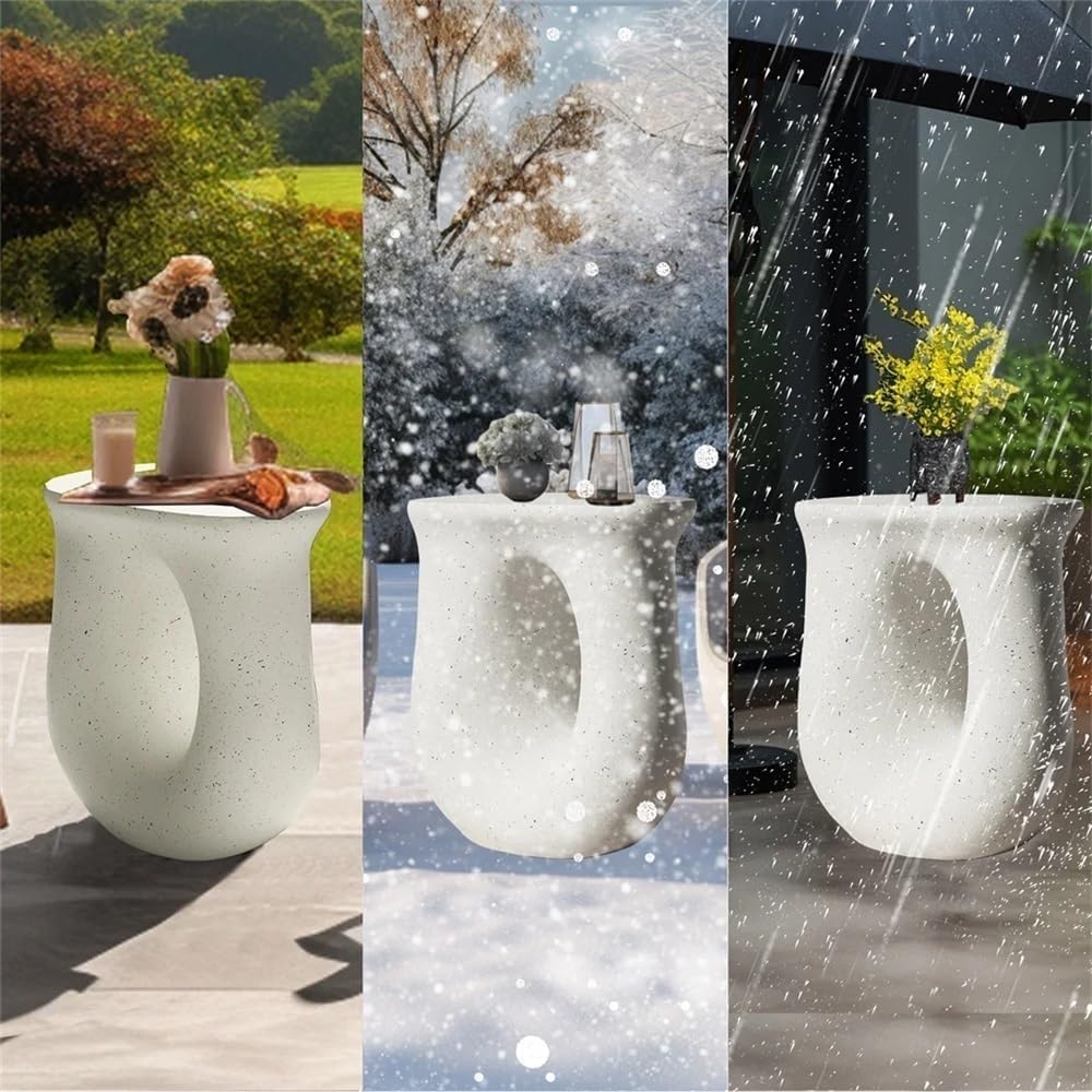 End Tables U-Shaped Geometric Concrete Decorative Table for Indoor and Outdoo...