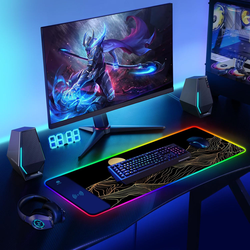 ToLuLu RGB Wireless Charging Gaming Mouse Pad, 7.5/10/15W 10 Light Modes LED ...
