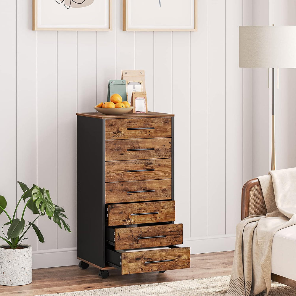 HOOBRO 7-Drawer File Cabinet, Wooden Office Cabinet with Drawers, Mobile Stor...