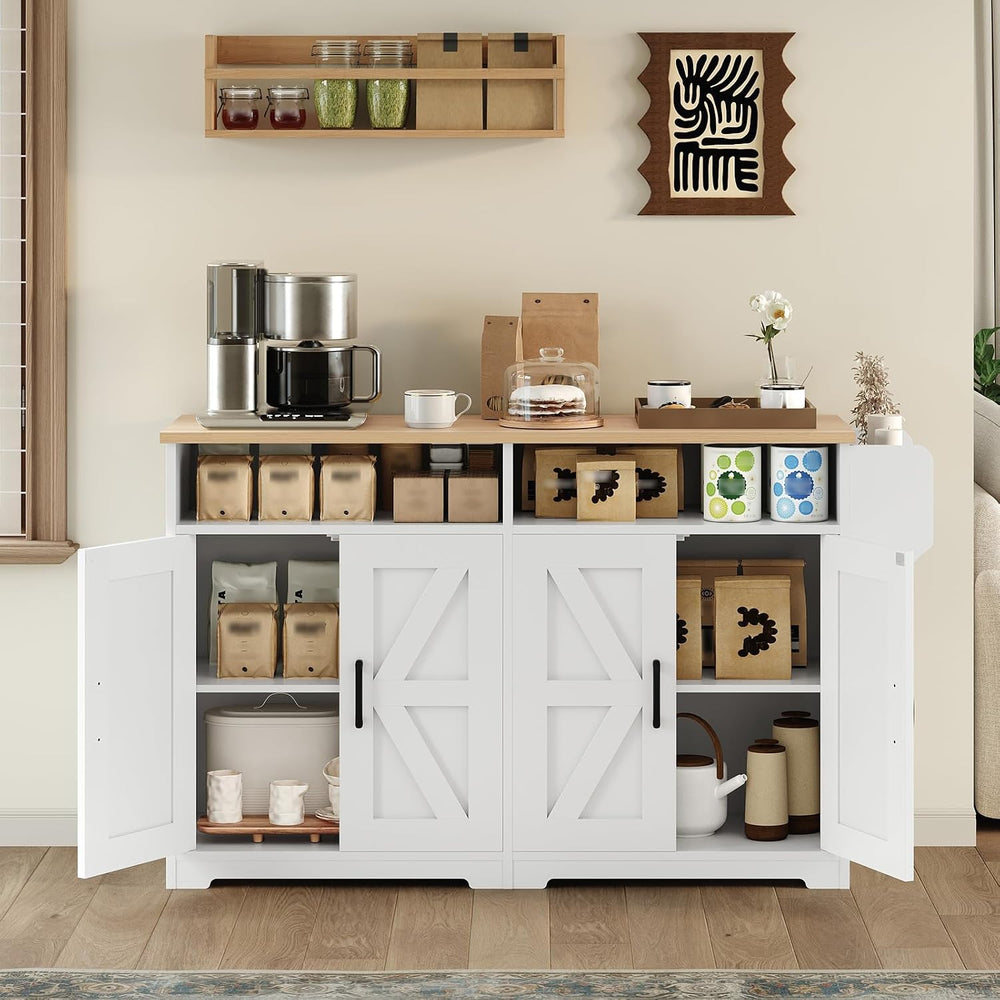 YATINEY Coffee Bar Cabinet, Kitchen Island with Storage, Farmhouse Sideboard ...