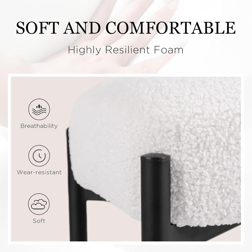 Vanity Stool Chair Faux Fur, 16.3" L x 12.8" W x 17.3" H Soft ...