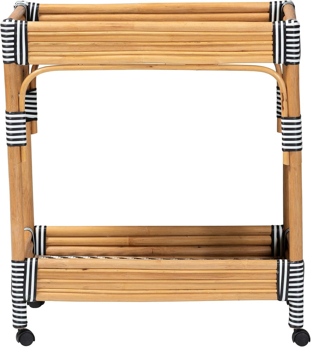 Bali & pari Carmine Natural Rattan Kitchen Cart - 2-Tier Handwoven Wicker...