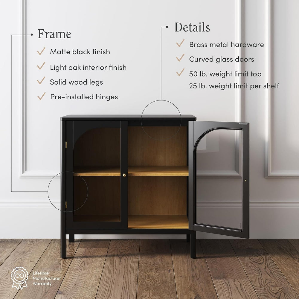 Nathan James Mason Storage Cabinet, Free Standing Accent Sideboard Buffet, Cr...