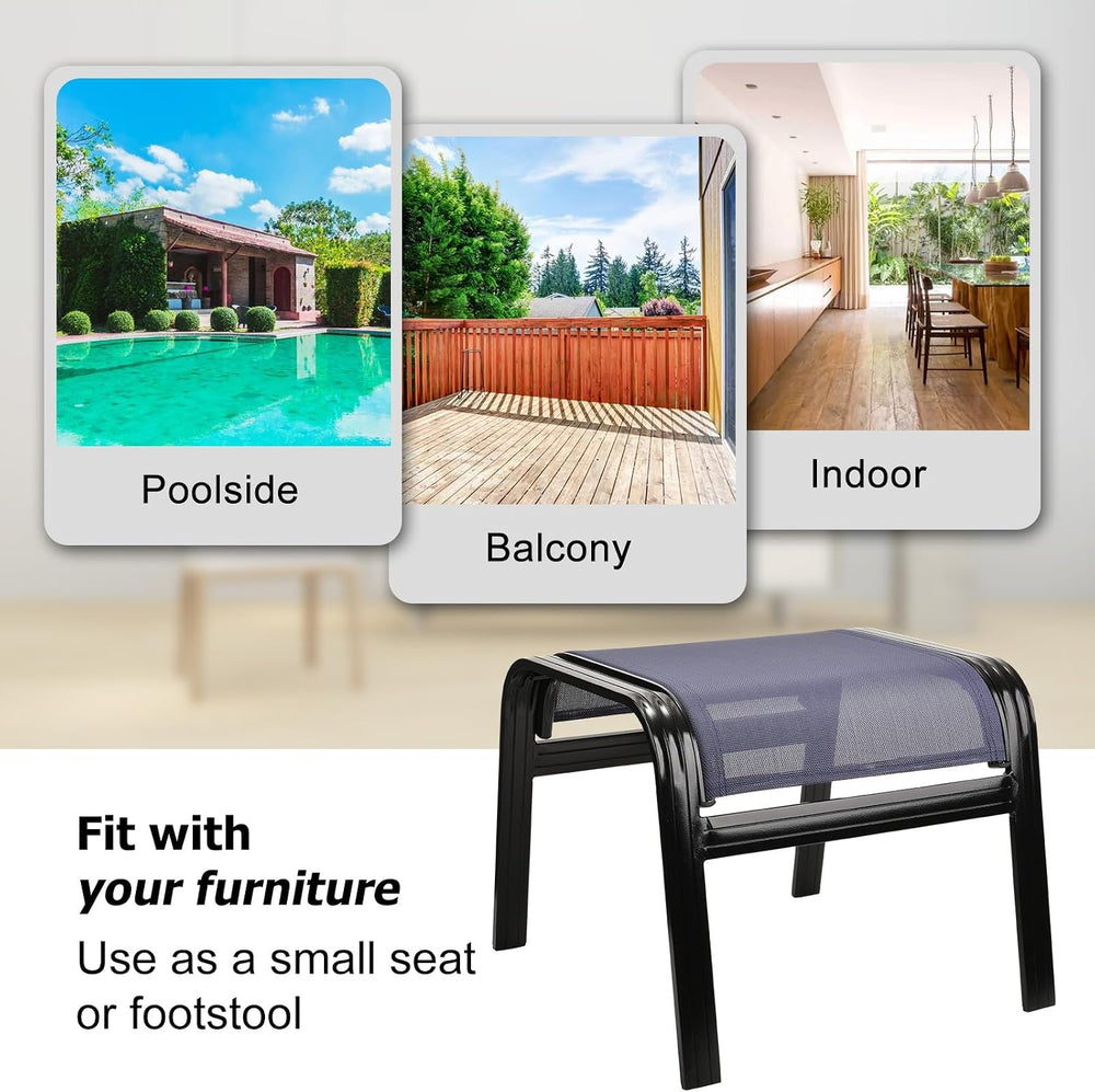 Deiguifei Outdoor Footstools Patio Ottoman All Weather Aluminum Indoor Outdoo...