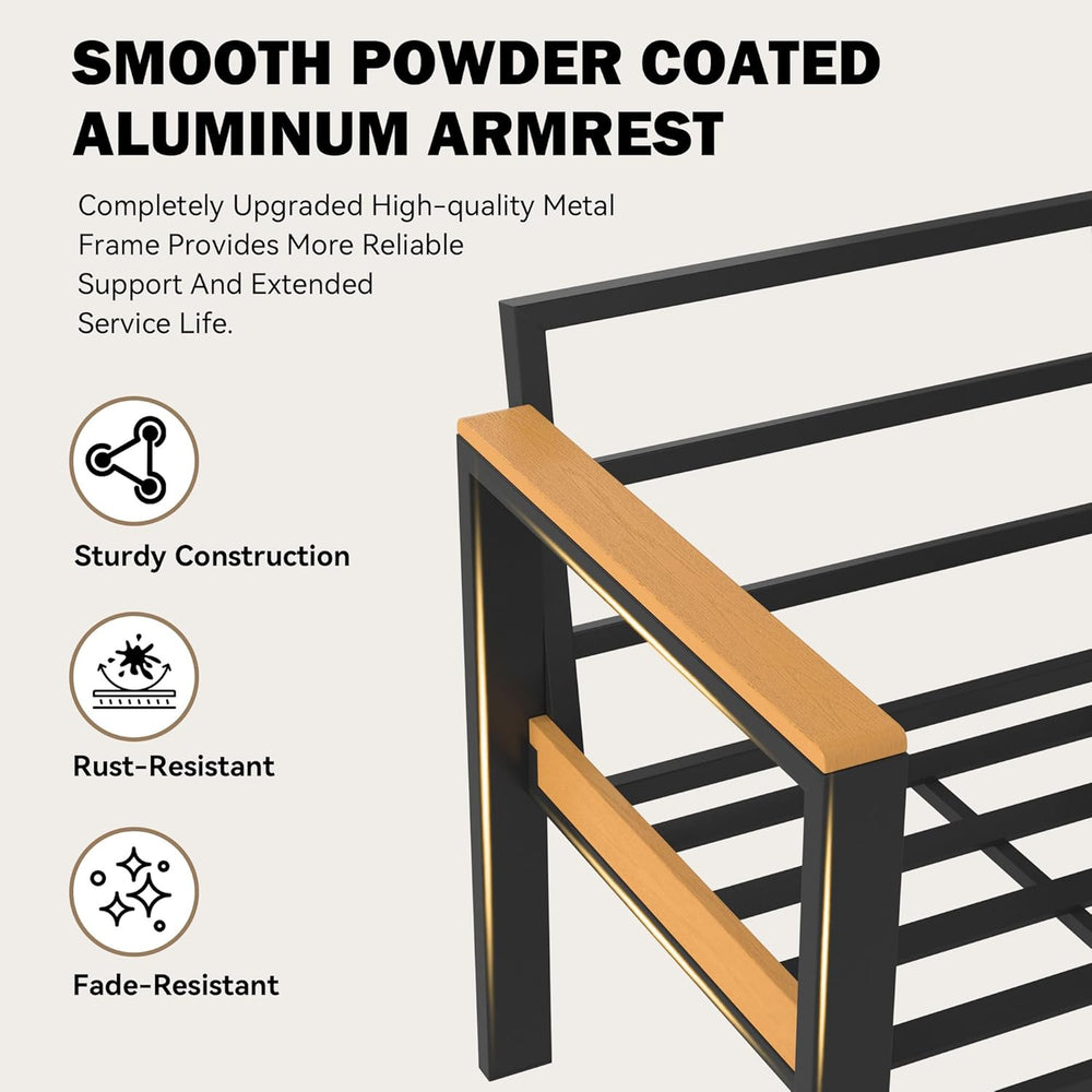 HOMREST Outdoor Couch Aluminum Patio Furniture Sofa, Loveseat and Ottoman, Al...