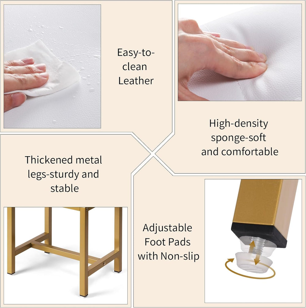 Saddle Seat Vanity Stool, Makeup Stool Chair with Metal Leg, U-Shaped PU Leat...