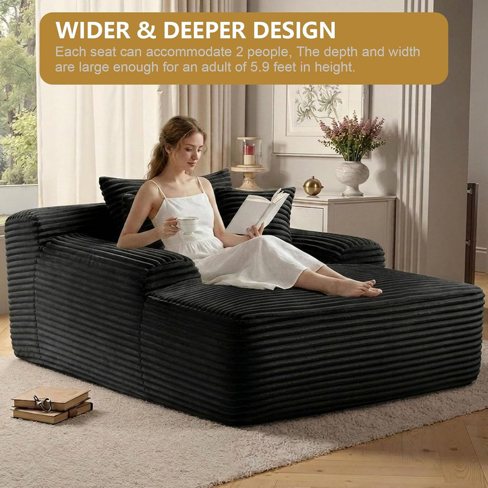 ODUWA 65" Oversized Chaise Lounge Chair Indoor, Cloud Couch Chair with W...