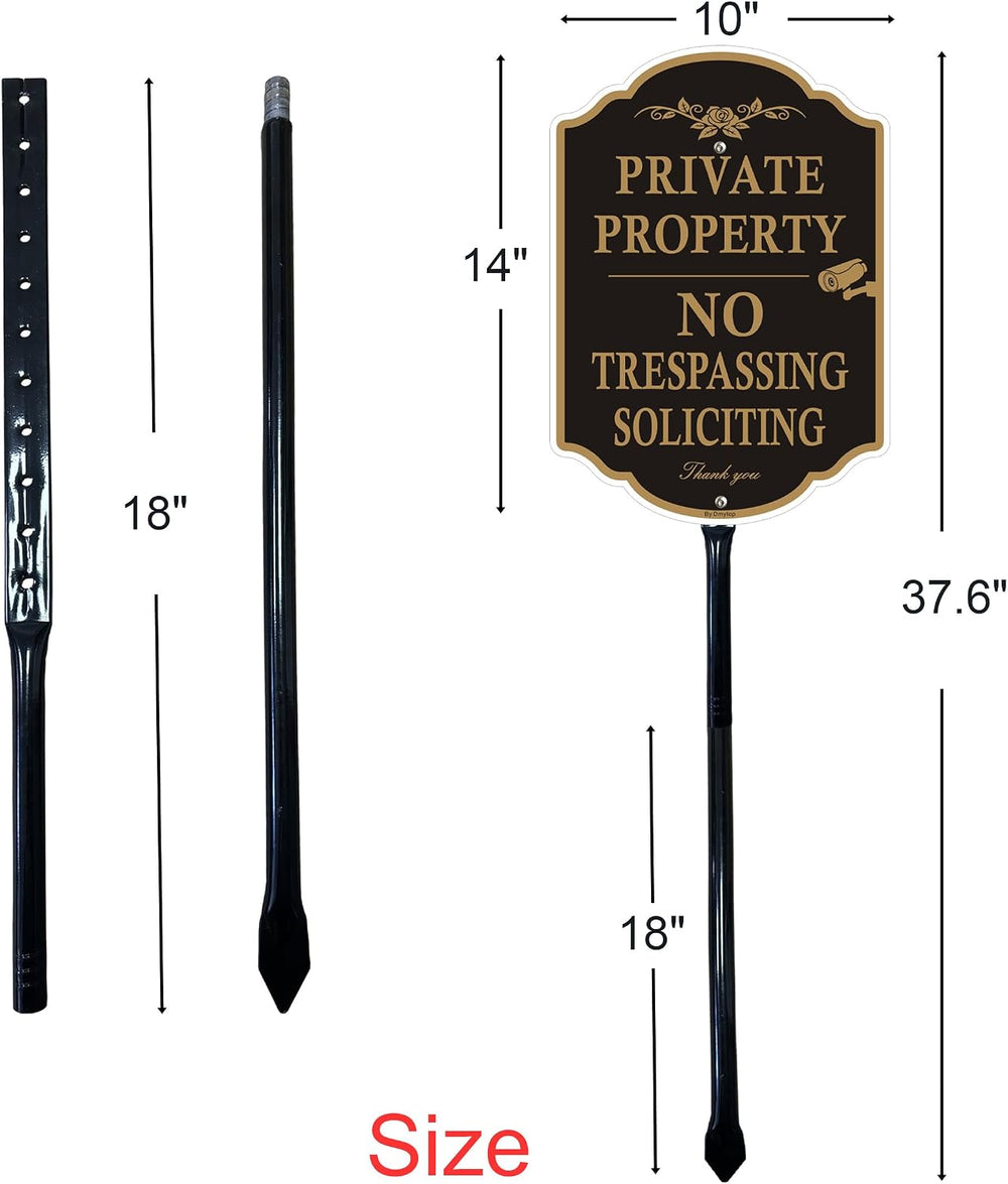 Private Property No Trespassing Signs with 36-inch Metal Stakes, 14 x 10 inch...