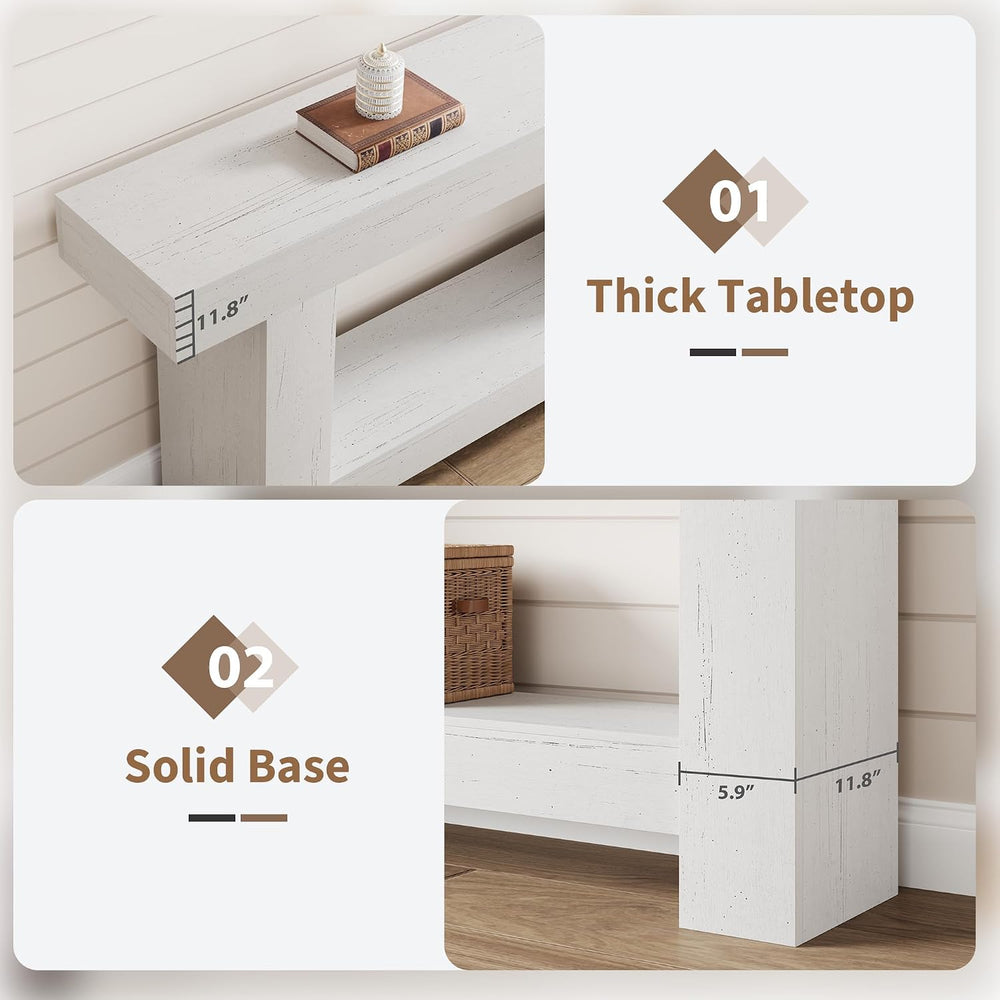 GAOMON 63" Farmhouse Console Table for Entryway - 2-Tier Storage Shelf, ...