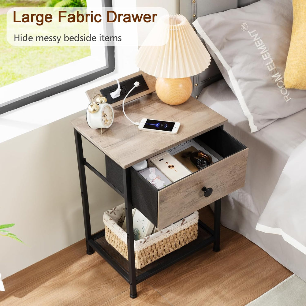 AMHANCIBLE Night Stand, End Tables Living Room Set of 2, Small Nightstand wit...
