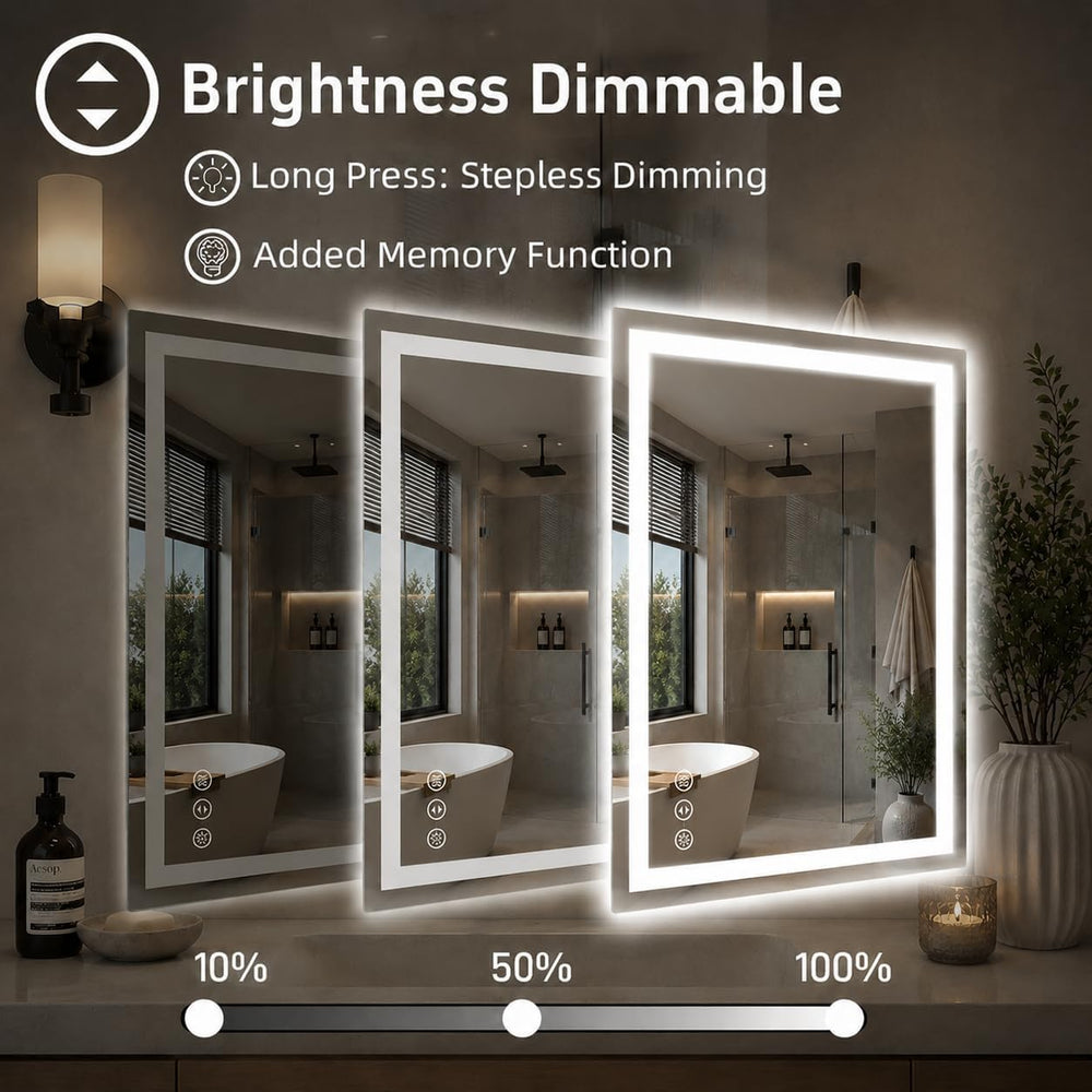 24"x32" LED Bathroom Mirror with Lights, Dimmable Wall Mirror