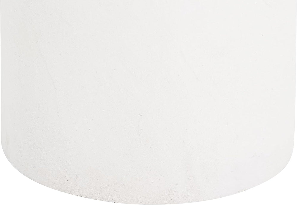 First of a Kind White Concrete Side Table with Smooth Curves - Round Coffee T...
