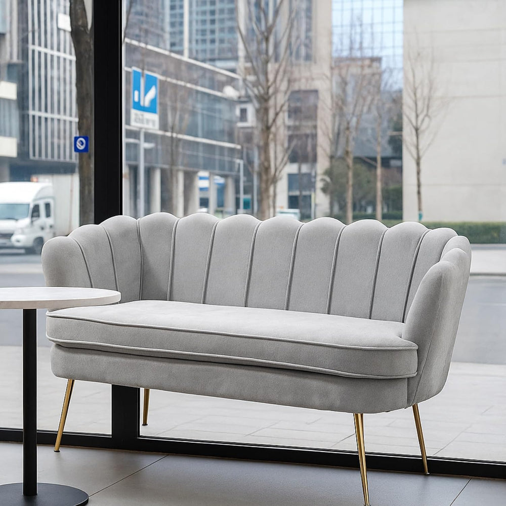 59'' Loveseat Sofa, Modern Chenille 2-Seater Sofa with Golden Legs, C...