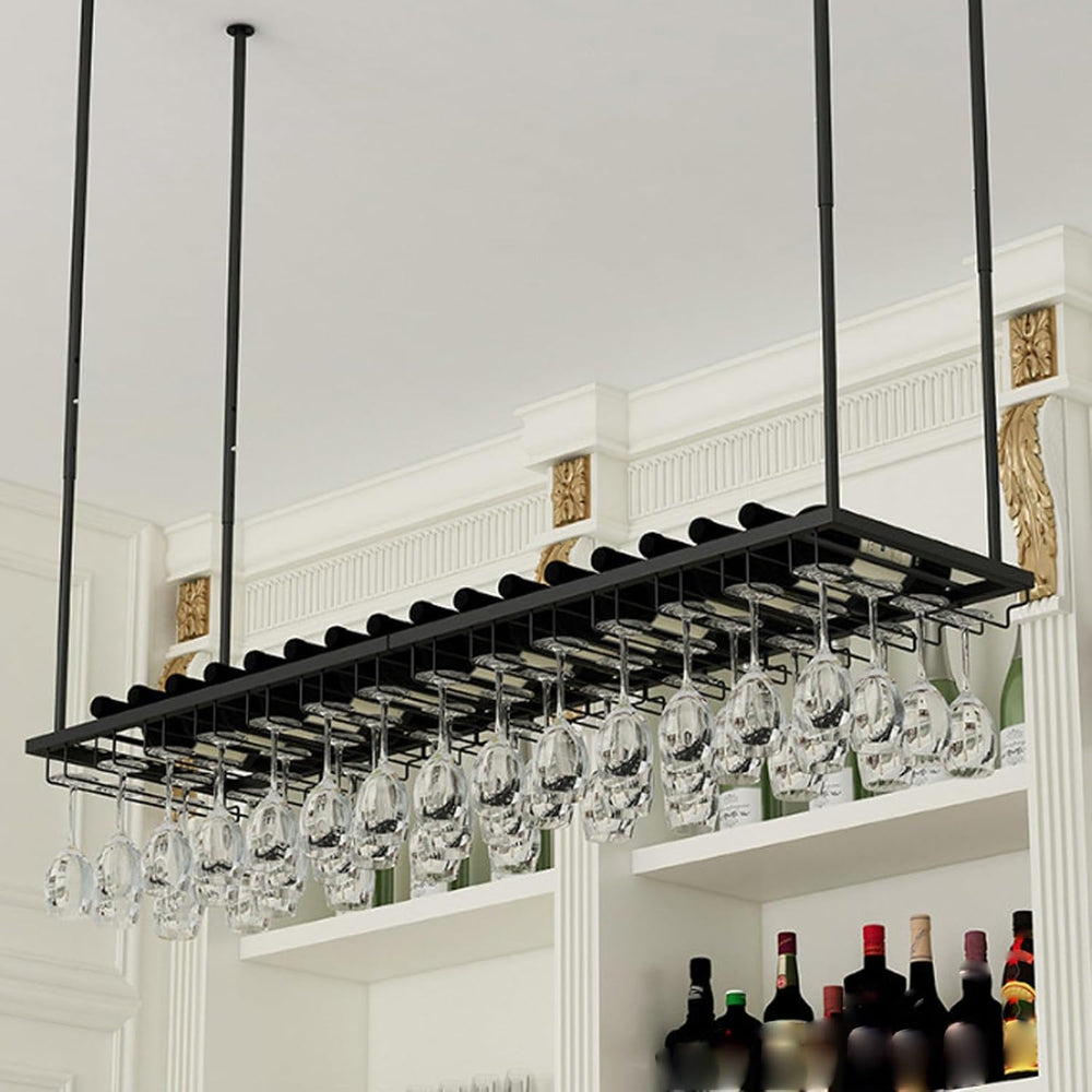 Hanging Wine Glass Holder, Ceiling Bar, Wall-Mounted Rack & Storage Shelf...